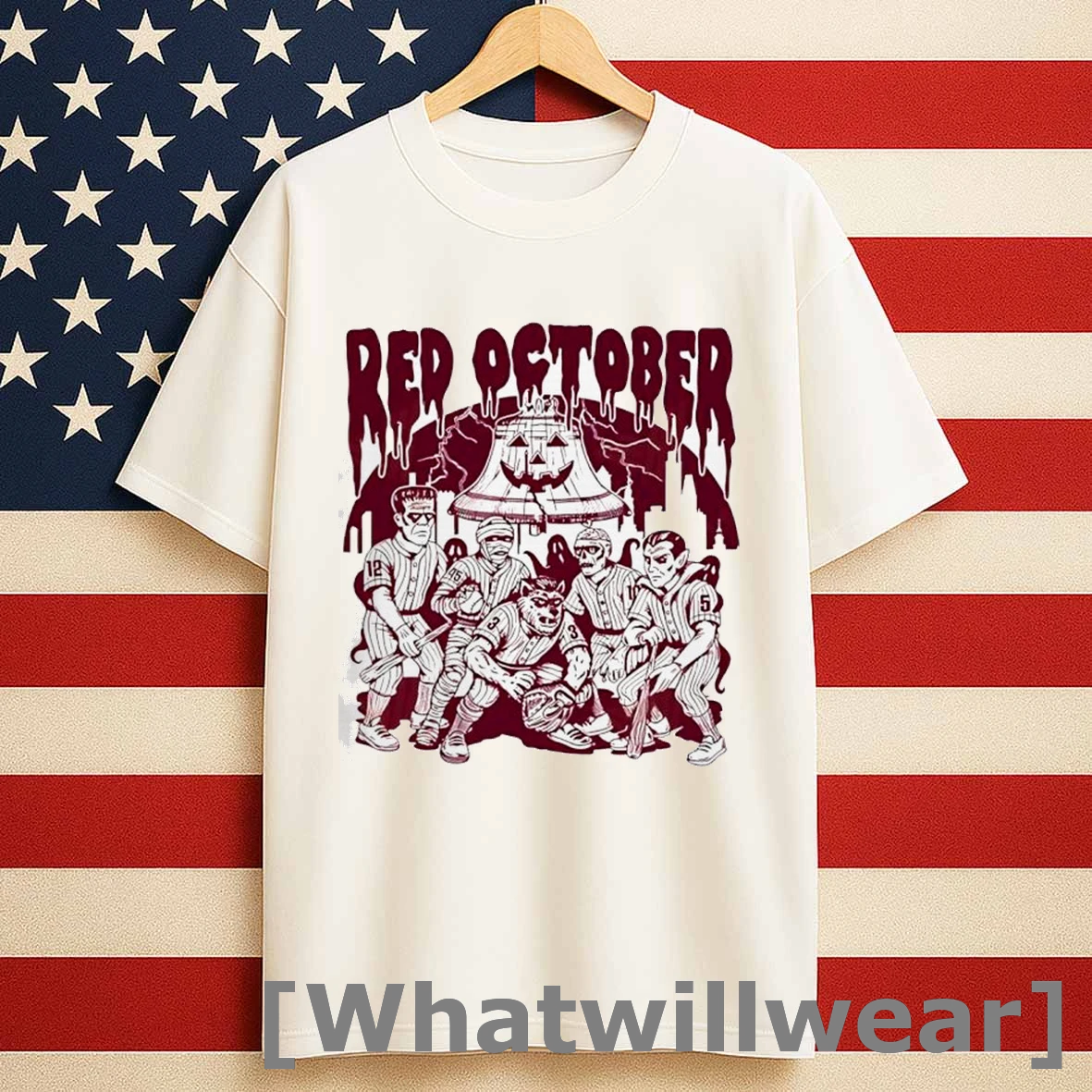 Philadelphia Phillies Baseball Phanatic Red October Hallowenn Characters Shirts