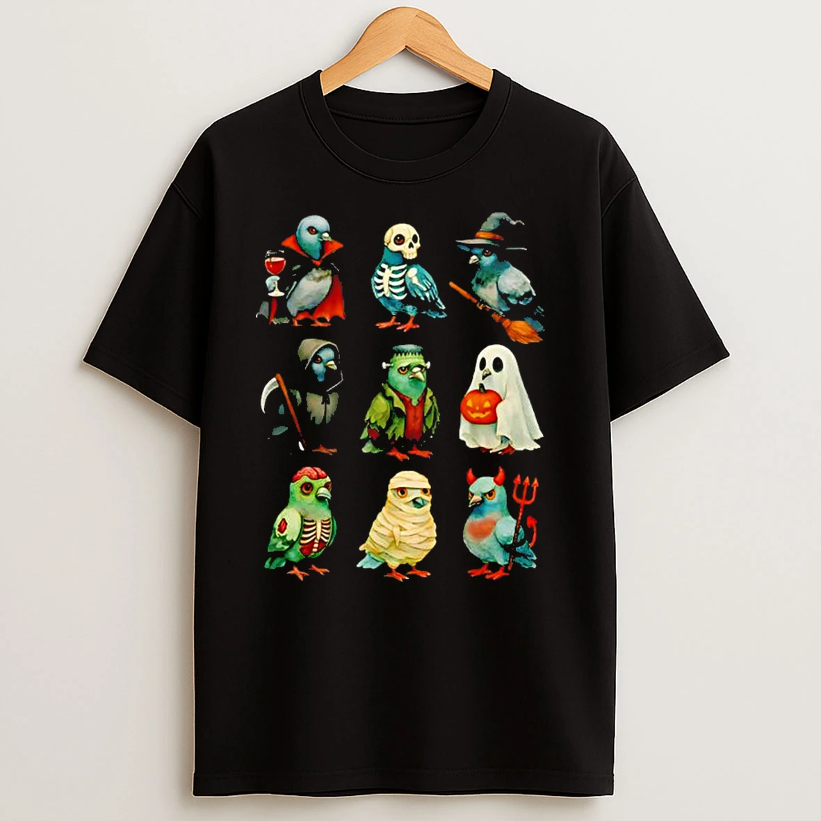 Pigeon Bird Spooky Witch Boo Zombie Halloween Classic Shirts