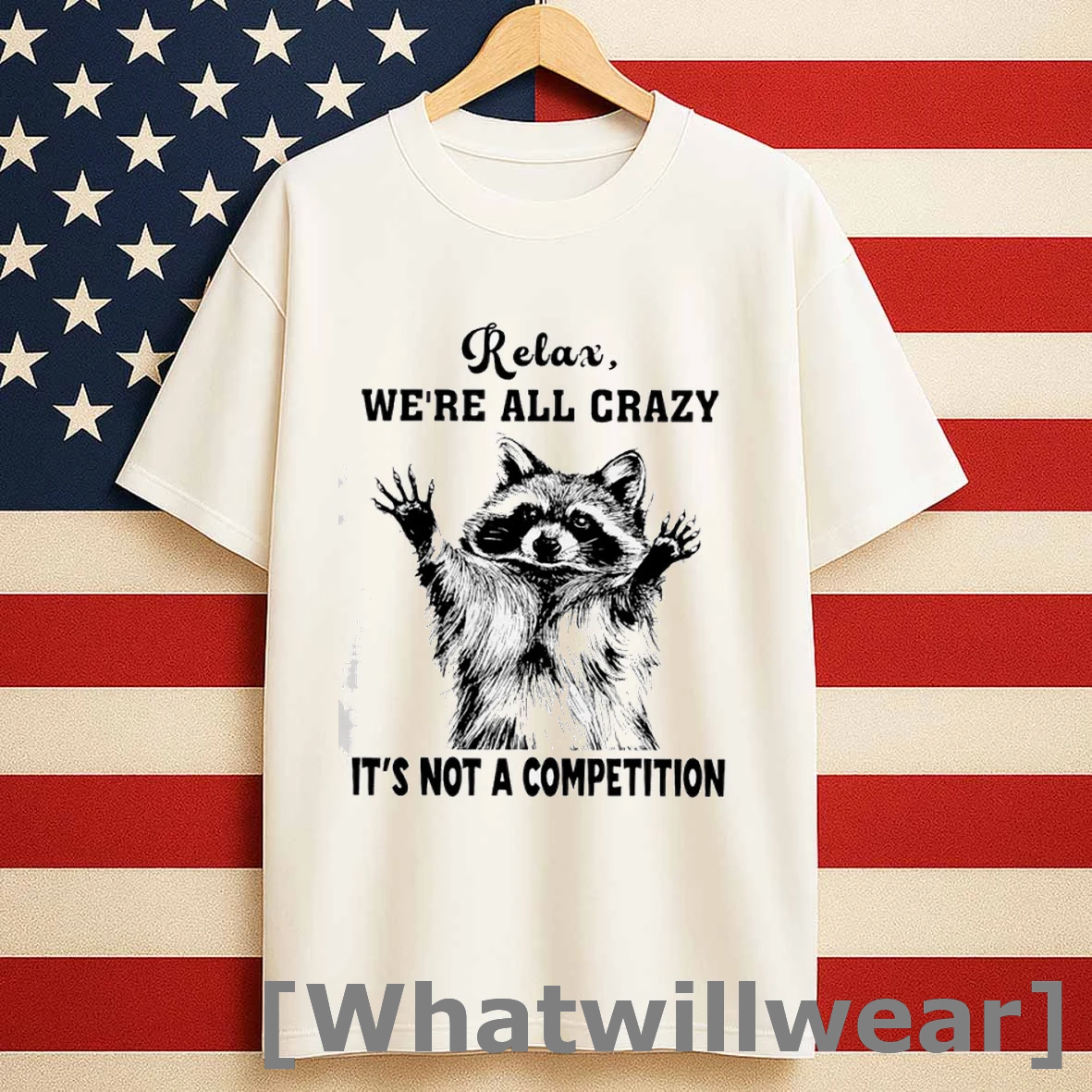 Raccoon Relax Were All Crazy Its Not A Competition Shirts