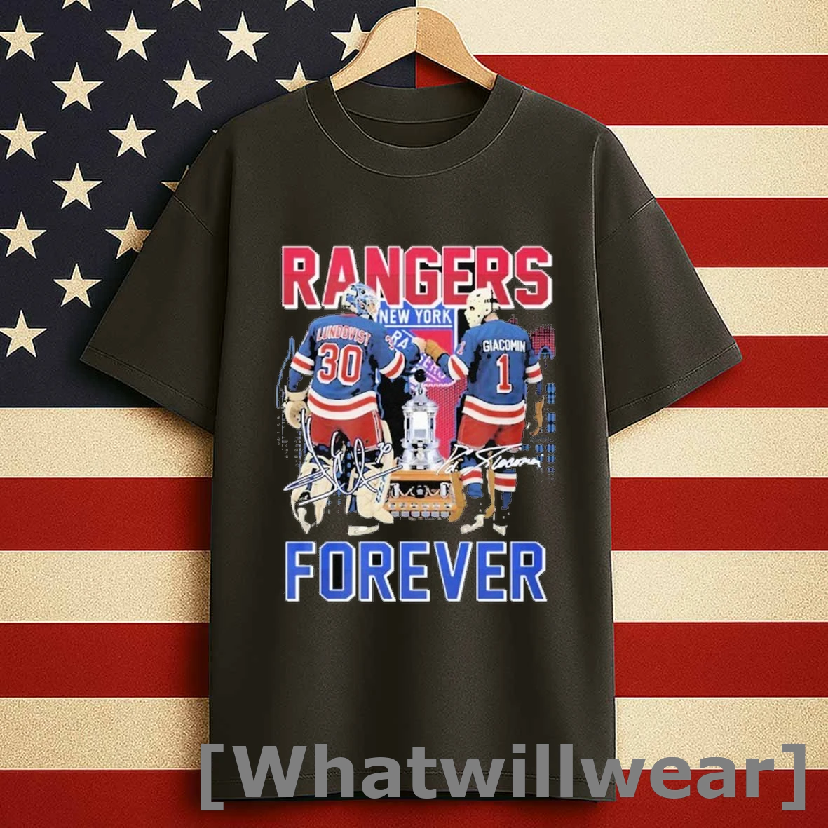 Rangers New York Henrik Lundqvist 30 Ed Giacomin 1 Forever Shirts