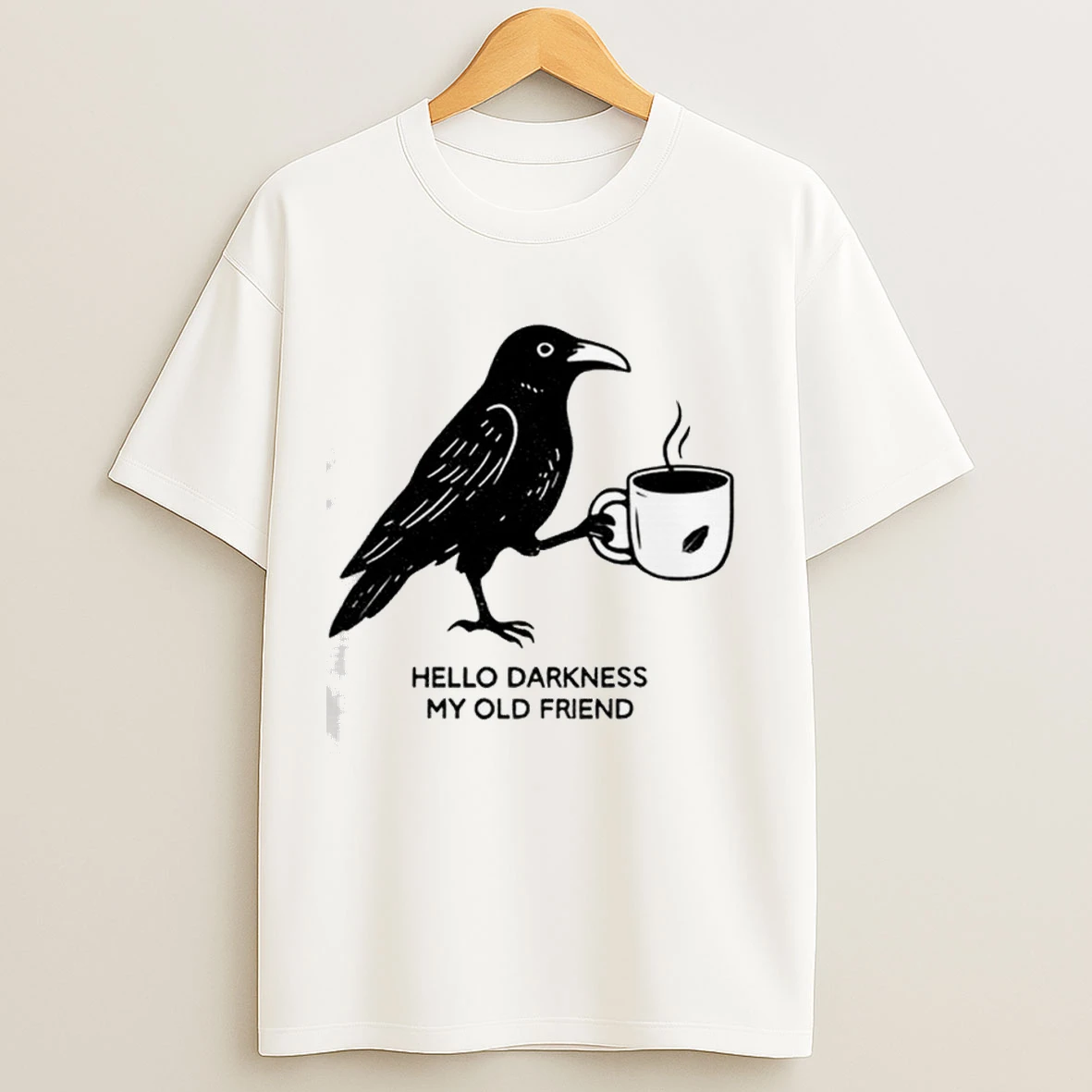Raven Crow Coffee Hello Darkness My Old Friend Halloween Shirts