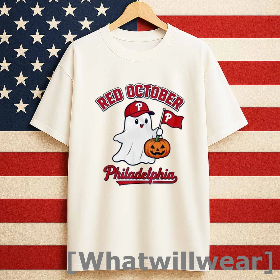 Red October Phillies Philadelphia Baseball Ghost Pumpkin Men Shirts