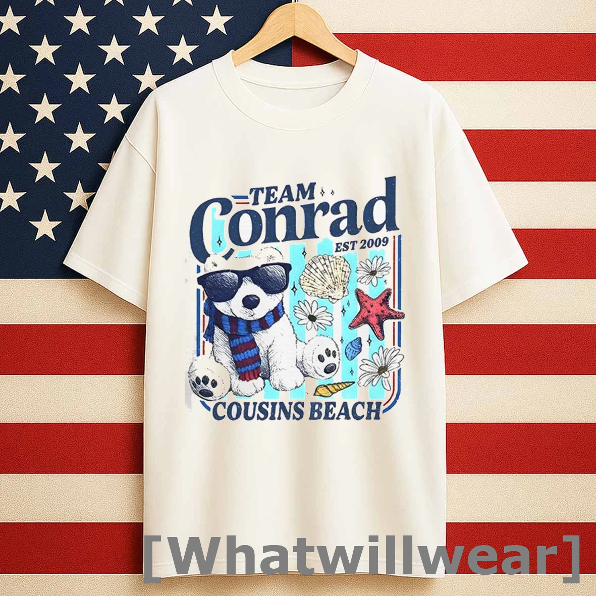 Team Conrad Junior Mint Bear Cousins Beach Shirts