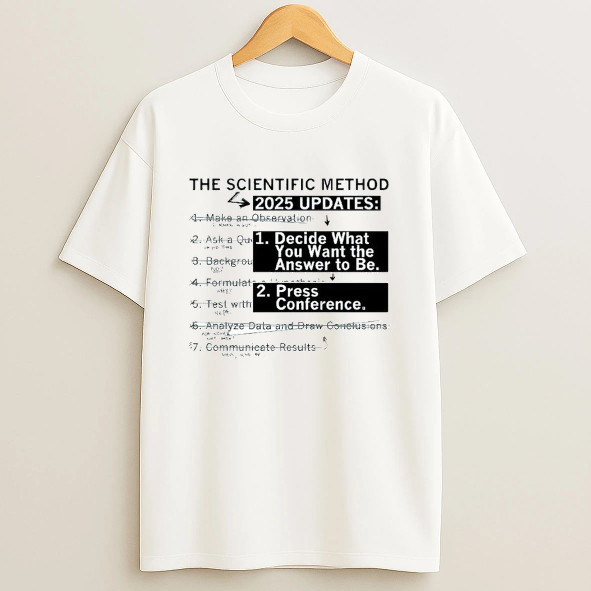 The Scientific Method 2025 Updates Decide What You Want The Answer To Be Press Conference Shirts