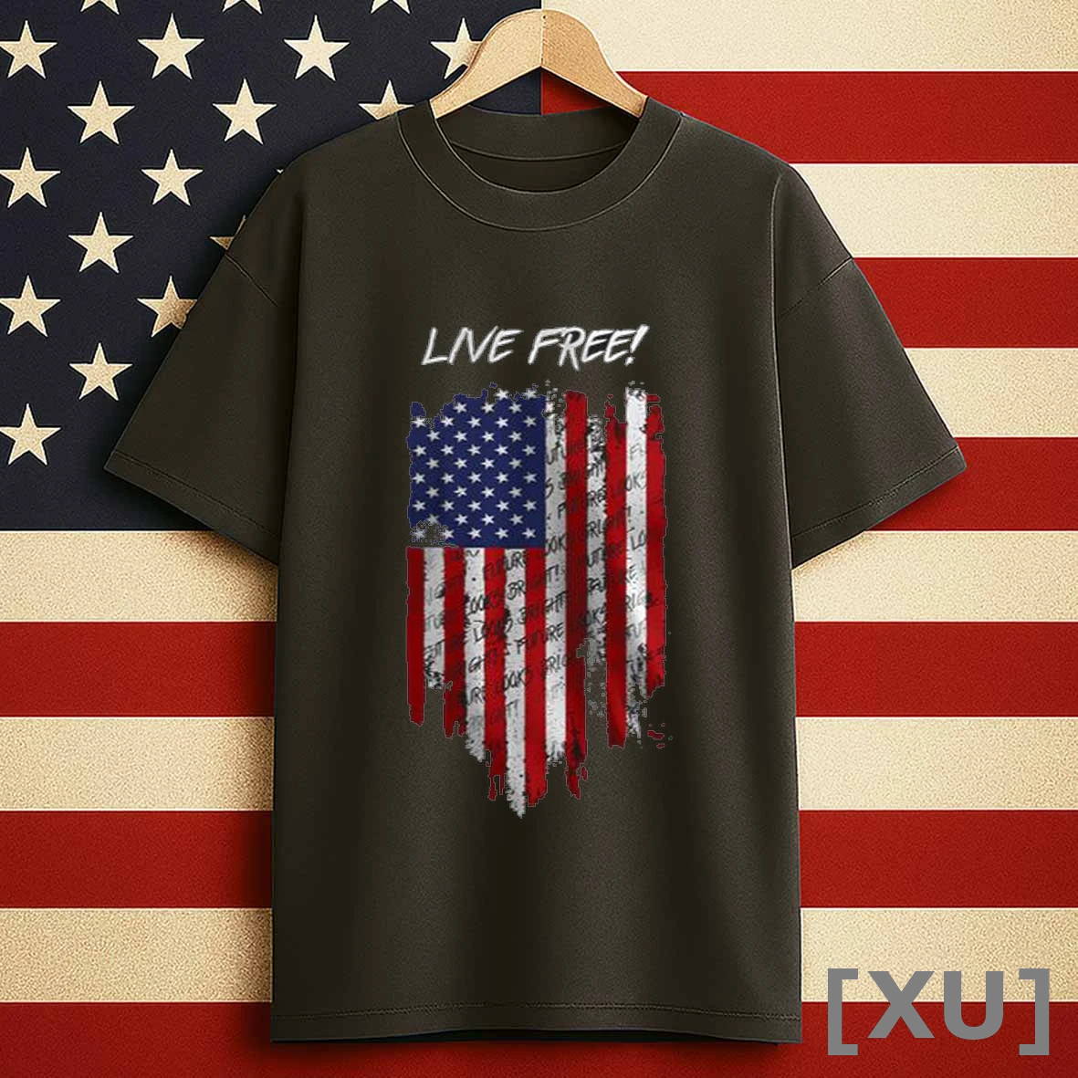 Valuetainment Live Free Usa Flag Men Shirts