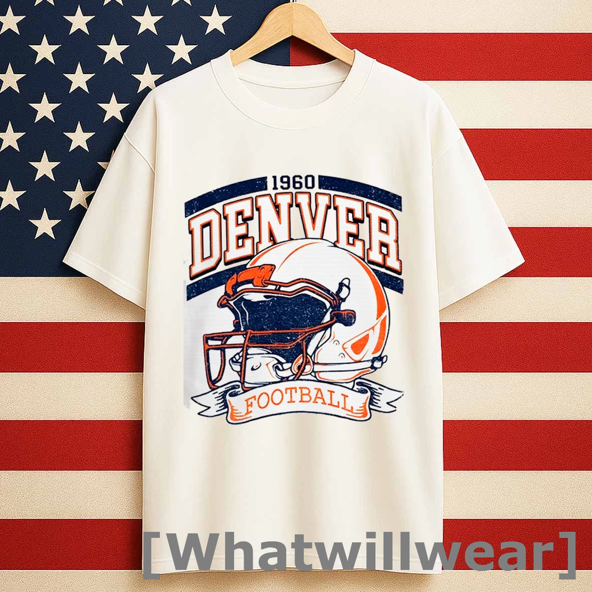 Vintage 90s Style Denver Broncos Football Helmet 1960 Shirts