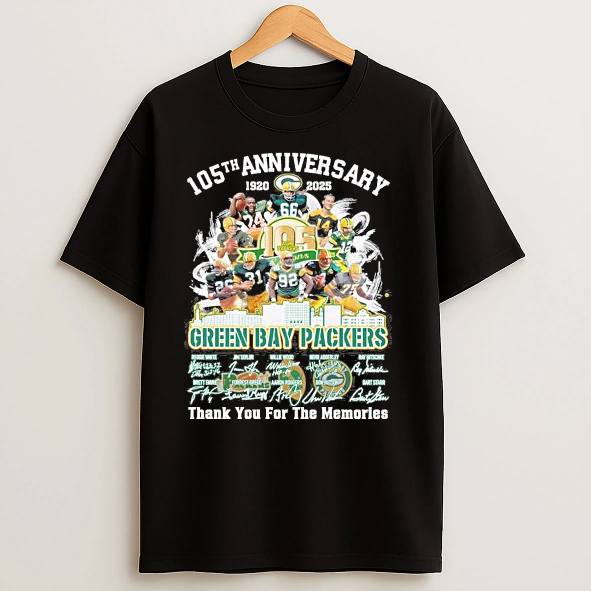 105th Anniversary 1920 2025 Green Bay Packers Teams Signatures T Shirts