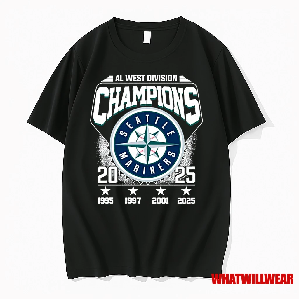 2025 Al West Division Seattle Mariners Champions Vintage Shirts