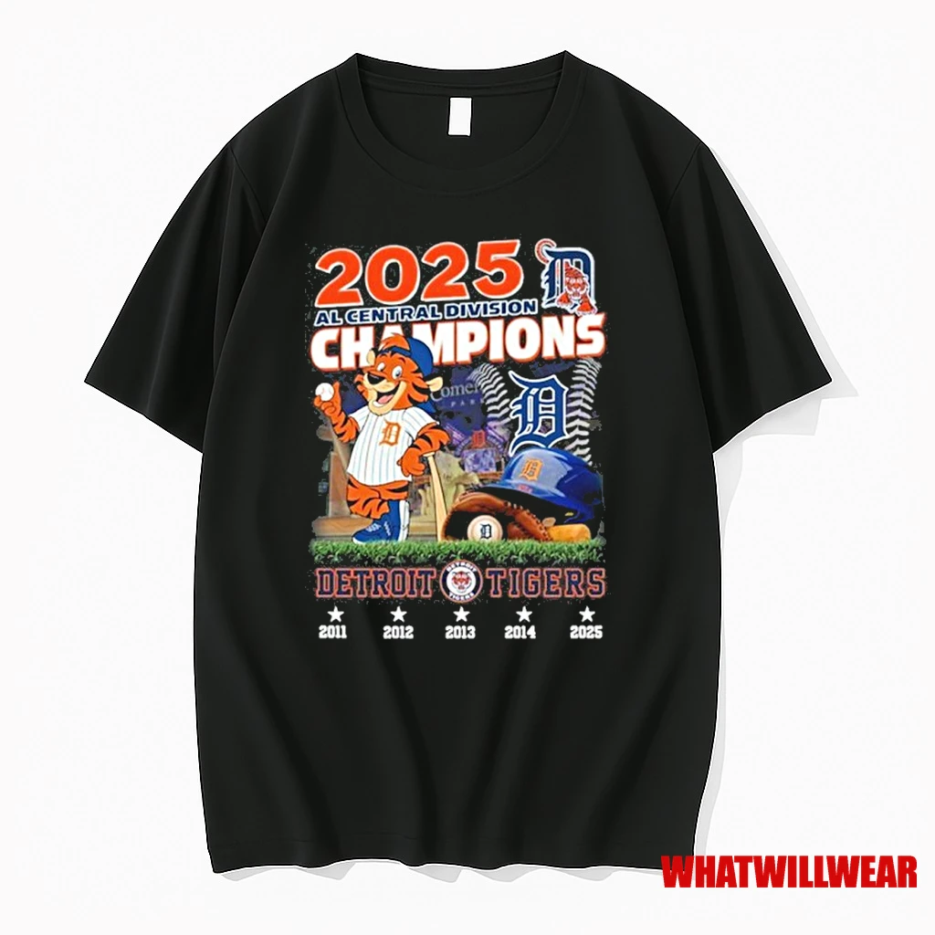 2025 Al Central Division Champions Detroit Tigers 2011 2025 Shirts