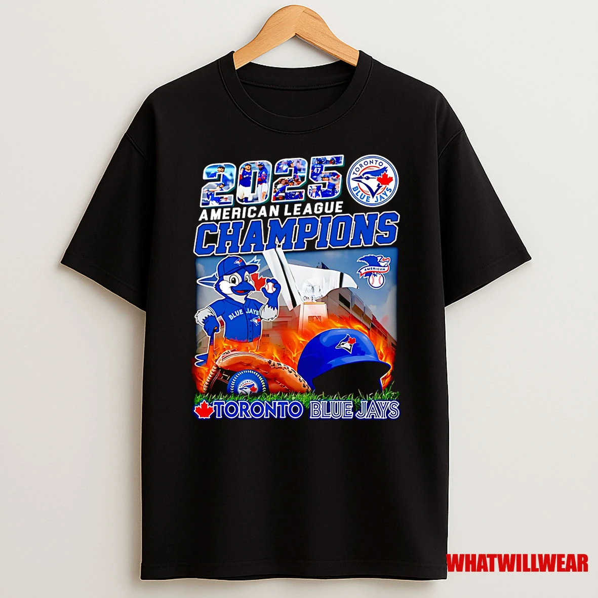 2025 American League Champions Toronto Blue Jays Mascot Fire Helmet Shirts