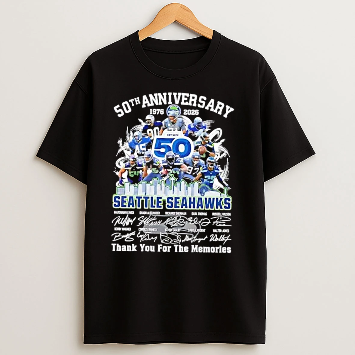 50th Anniversary 1976 2026 Seattle Seahawks Legends Thank You For The Memories T Shirts