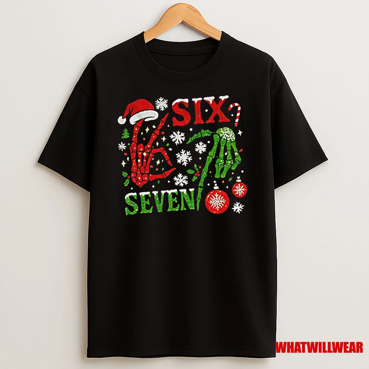 6 7 7 6 Christmas Skeleton Shirts
