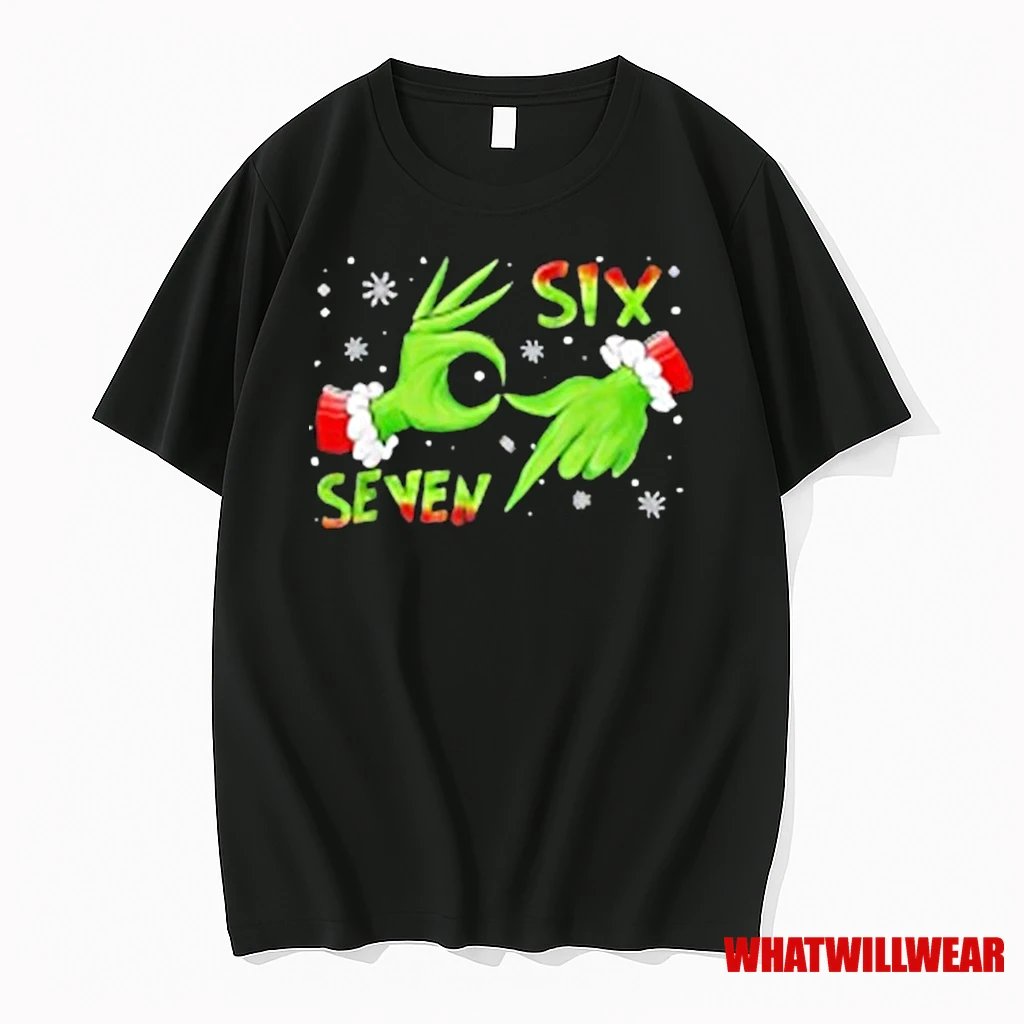 6 7 Six Seven Hand Gen Z Alpha Meme Slang Xmas Christmas Shirts