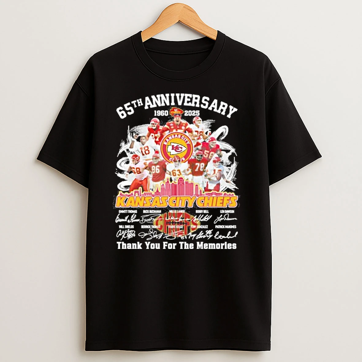 65th Anniversary 1960 2025 Kansas City Chiefs Teams Signatures T Shirts