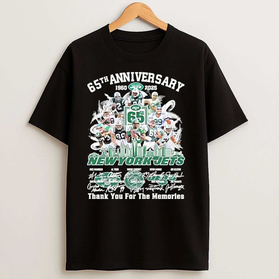 65th Anniversary 1960 2025 New York Jets Team Signatures T Shirts