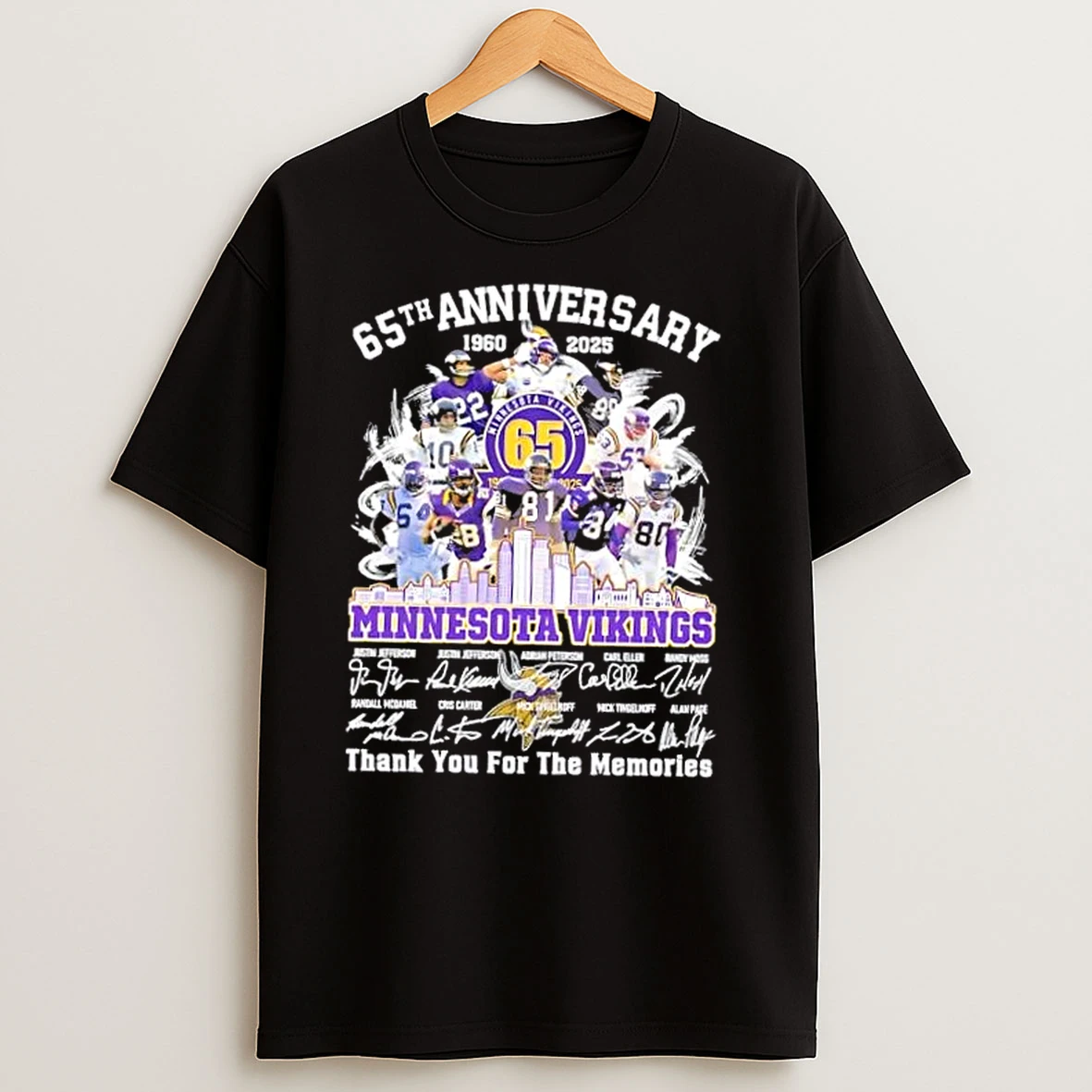 65th Anniversary 1960 2025 Minnesota Vikings Legends Thank You For The Memories T Shirts