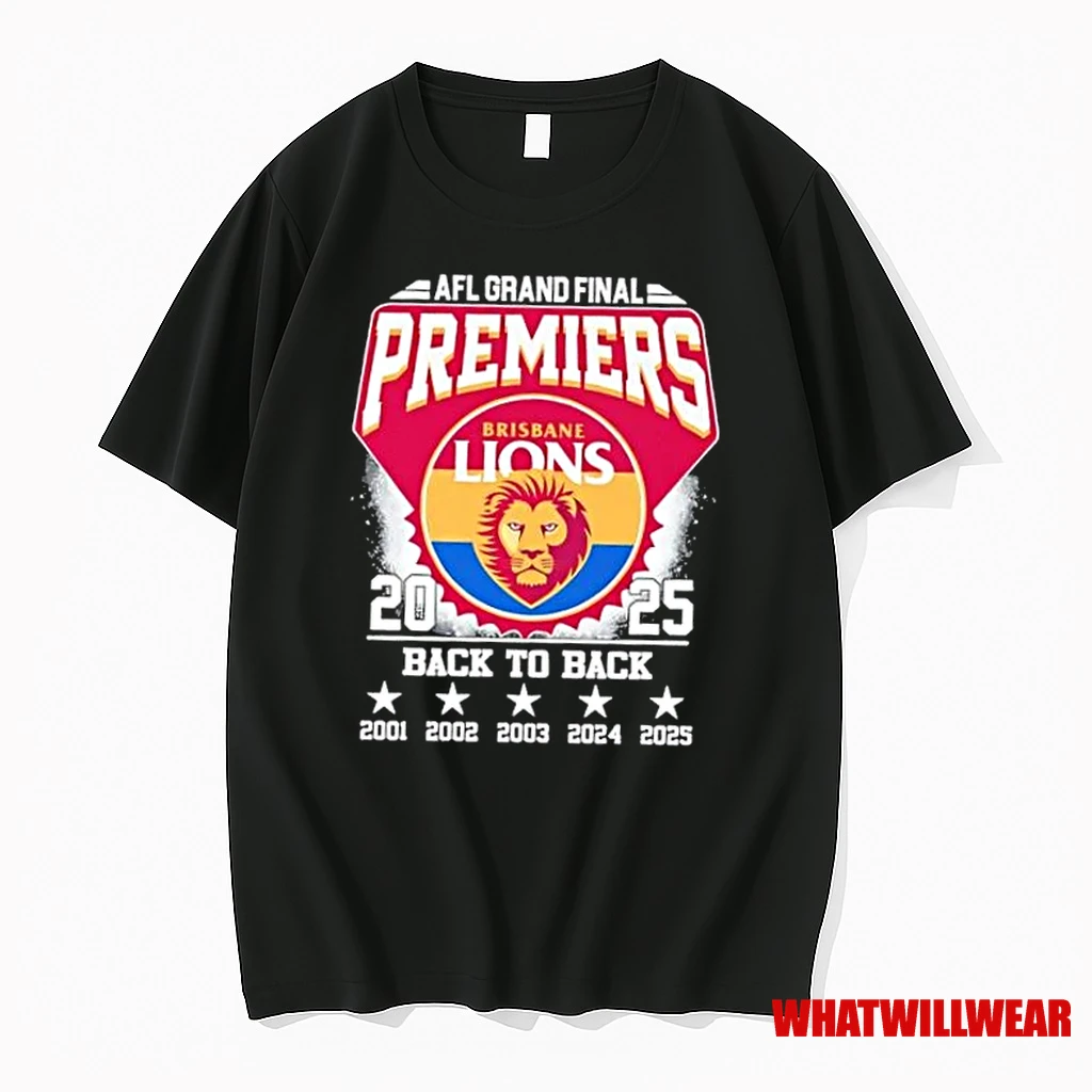 Afl Grand Final Premiers Brisbane Lions Back To Back 5x Times Shirts