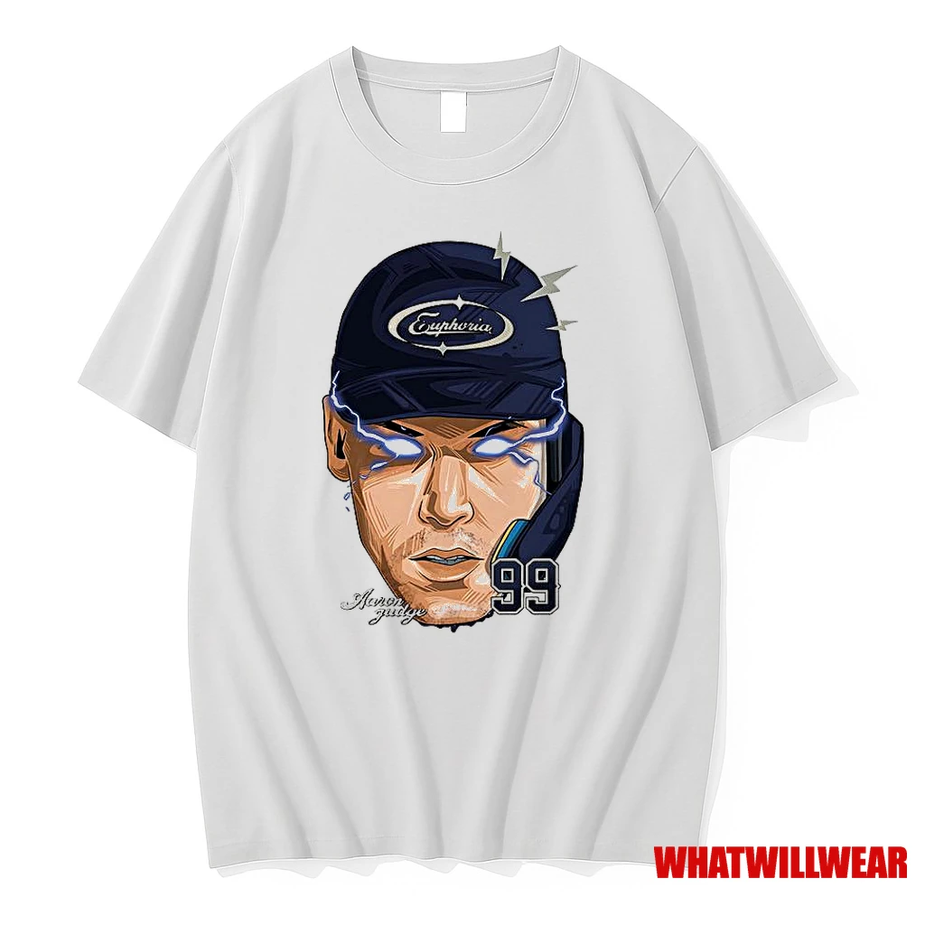 Aaron Judge New York Yankees Football 2025 Number 99 Fat Head Laser Eyes Shirts