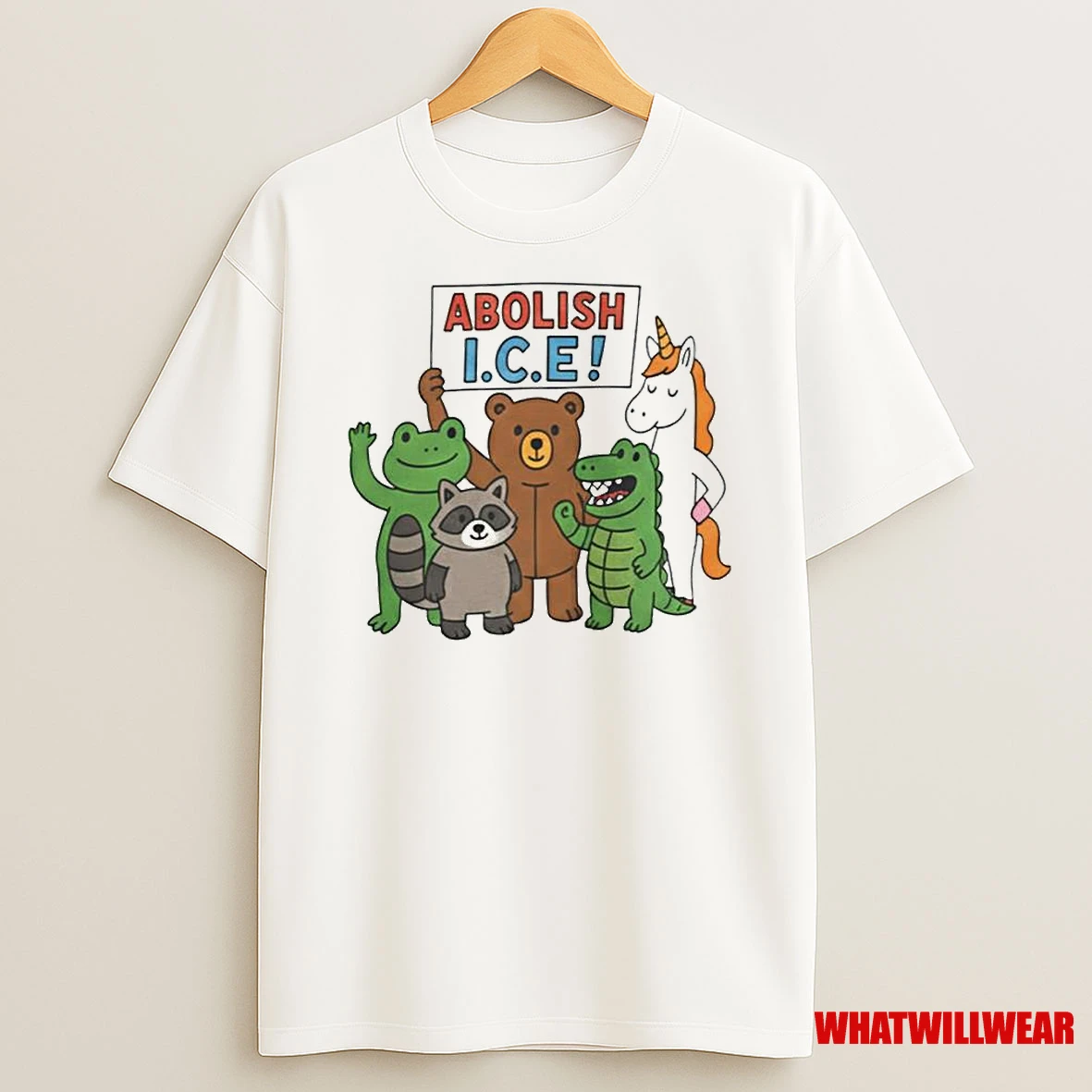 Abolish Ice Frog Unicorn Raccoon Bear Dinosaur Protest Ornaments Shirts