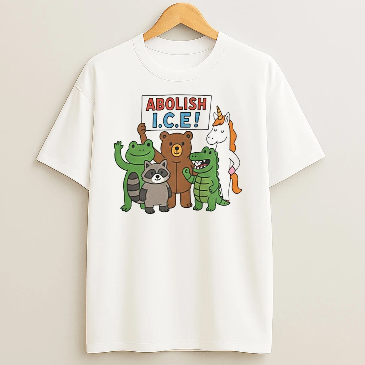 Abolish Ice Frog Unicorn Raccoon Bear Dinosaur Protest Ornaments T Shirts