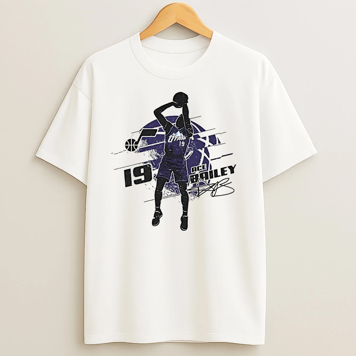 Ace Bailey Silhouette Jump Shot Utah Jazz T Shirts
