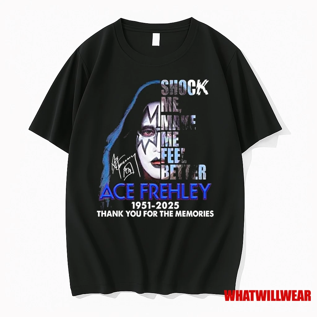 Ace Frehley Shock Me Make Me Feel Better 1951 2025 Thank You For The Memories Signature Shirts