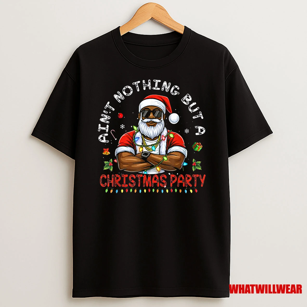 African American Santa Claus Christmas Pajama Shirts