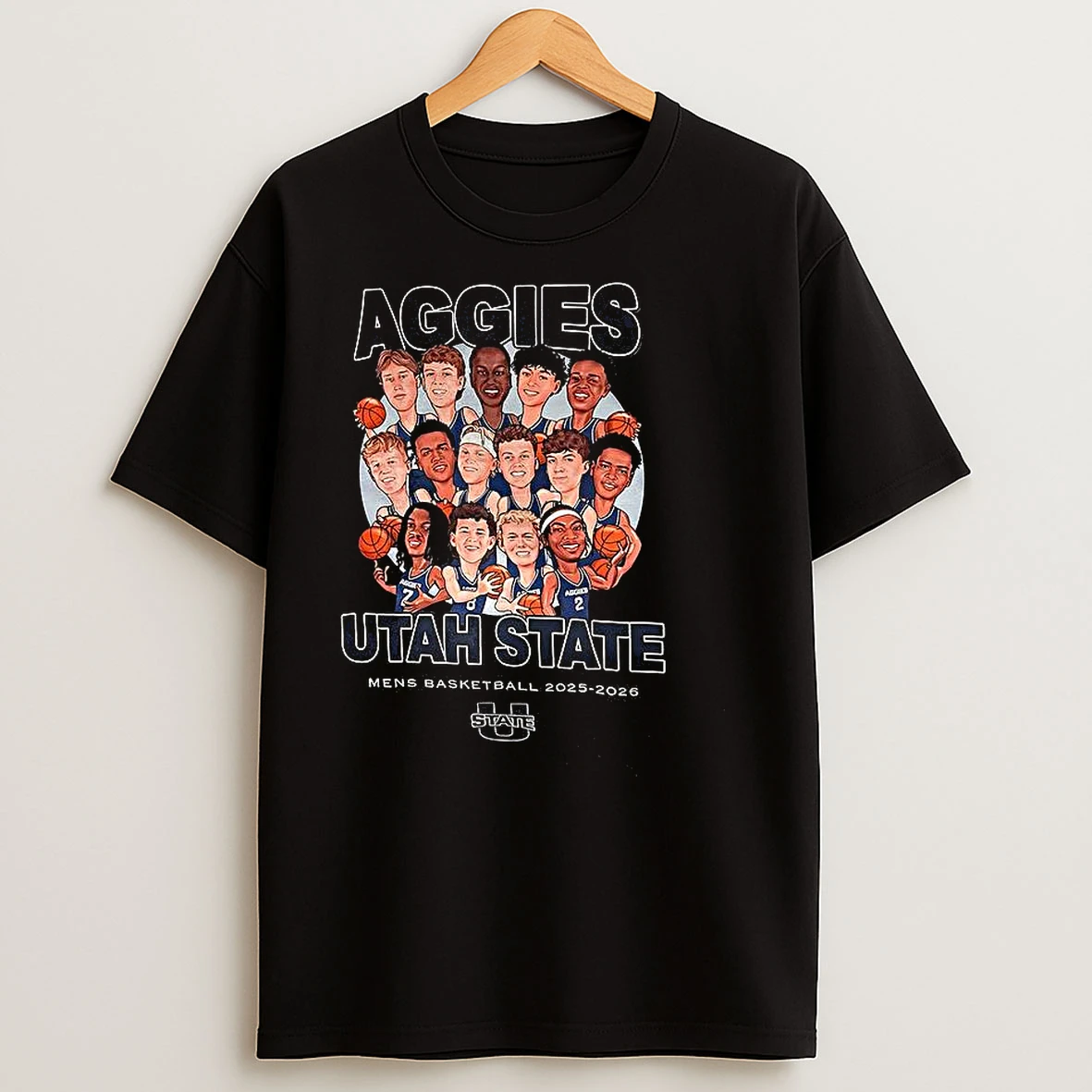 Aggies Utah State Mens Basketball 2025 2026 Cartoon T Shirts