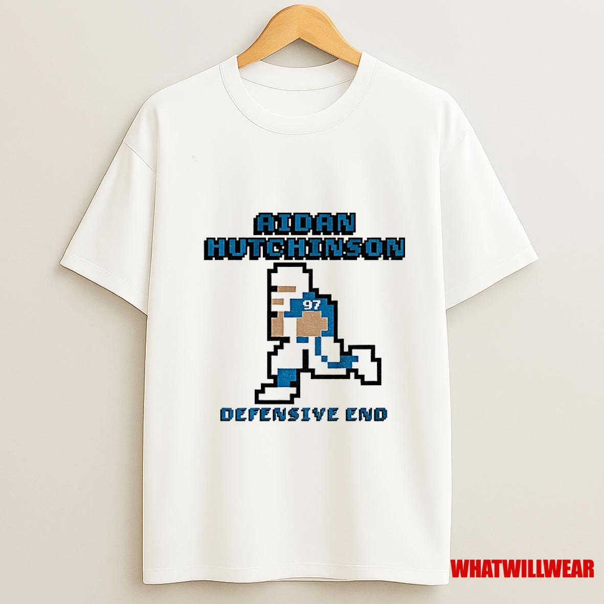 Aidan Hutchinson Defensive End Detroit Lions Retro Baller 8bit Shirts