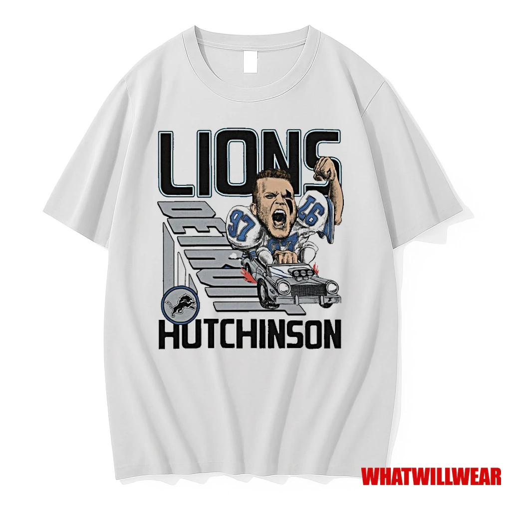 Aidan Hutchinson Detroit Lions Caricature Player Graphic Tri Blend Shirts