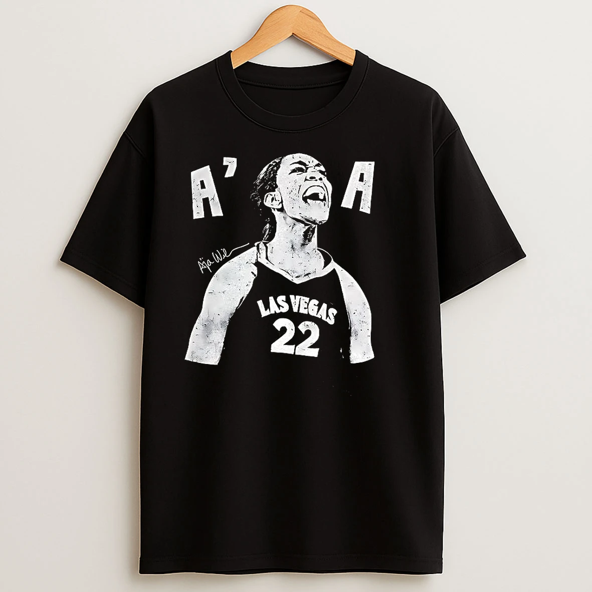 Aja Wilson Las Vegas Womens Basketball Number 22 Signature Vintage 90s T Shirts