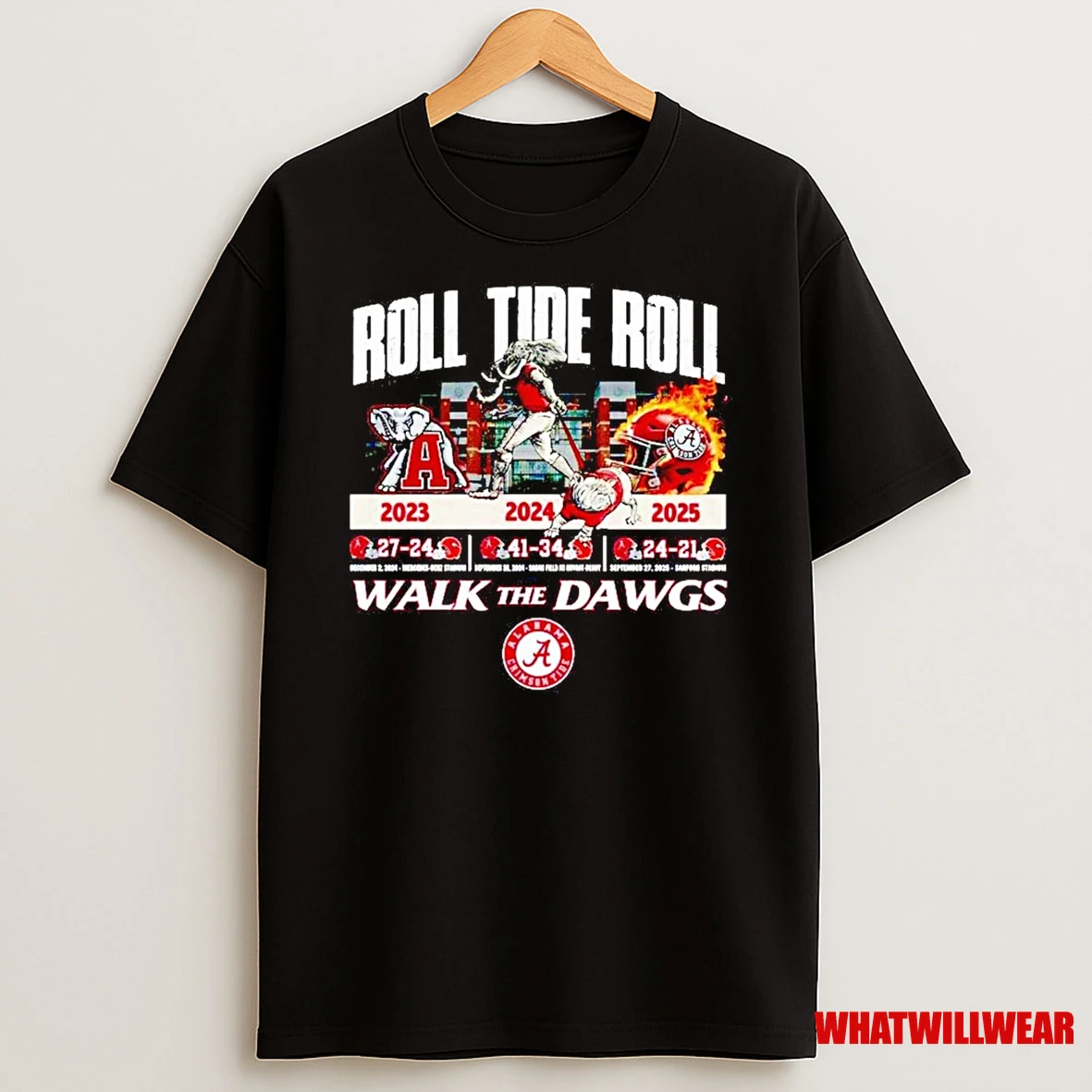 Alabama Crimson Tide 2025 Roll Tide Roll Walk The Dawgs Shirts