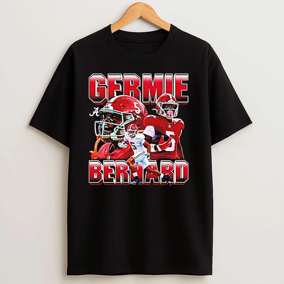 Alabama Crimson Tide Germie Bernard Player Collage Graphic T Shirts