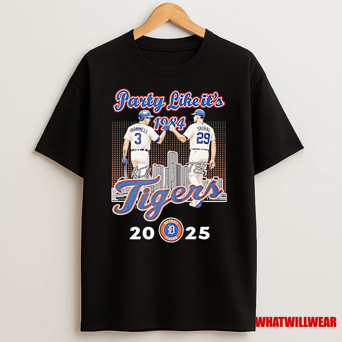 Alan Trammell And Tarik Skubal Detroit Tigers 2025 Party Like Its 1984 Fist Bump Signatures Shirts