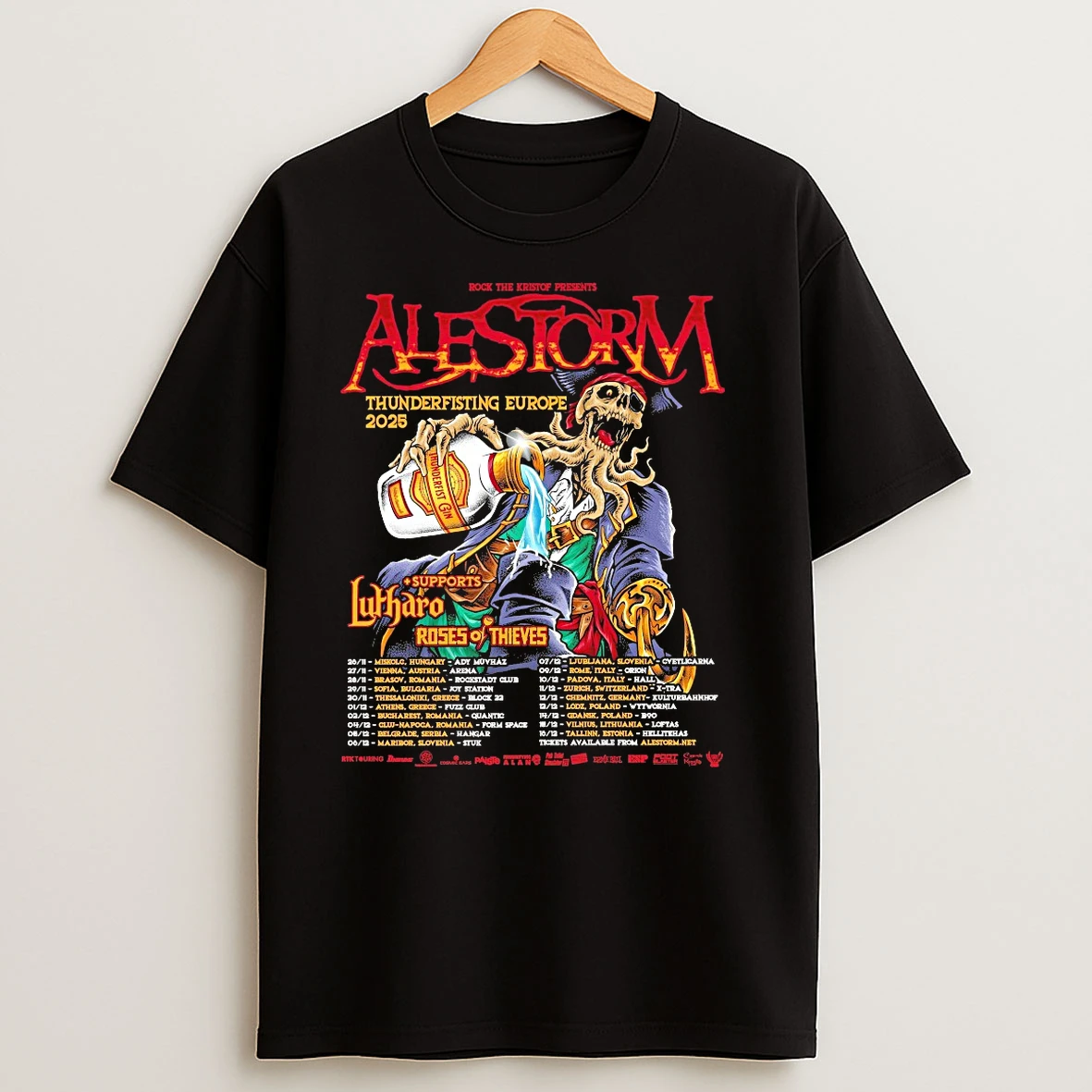 Alestorm Thunderfisting Europe 2025 Tour T Shirts