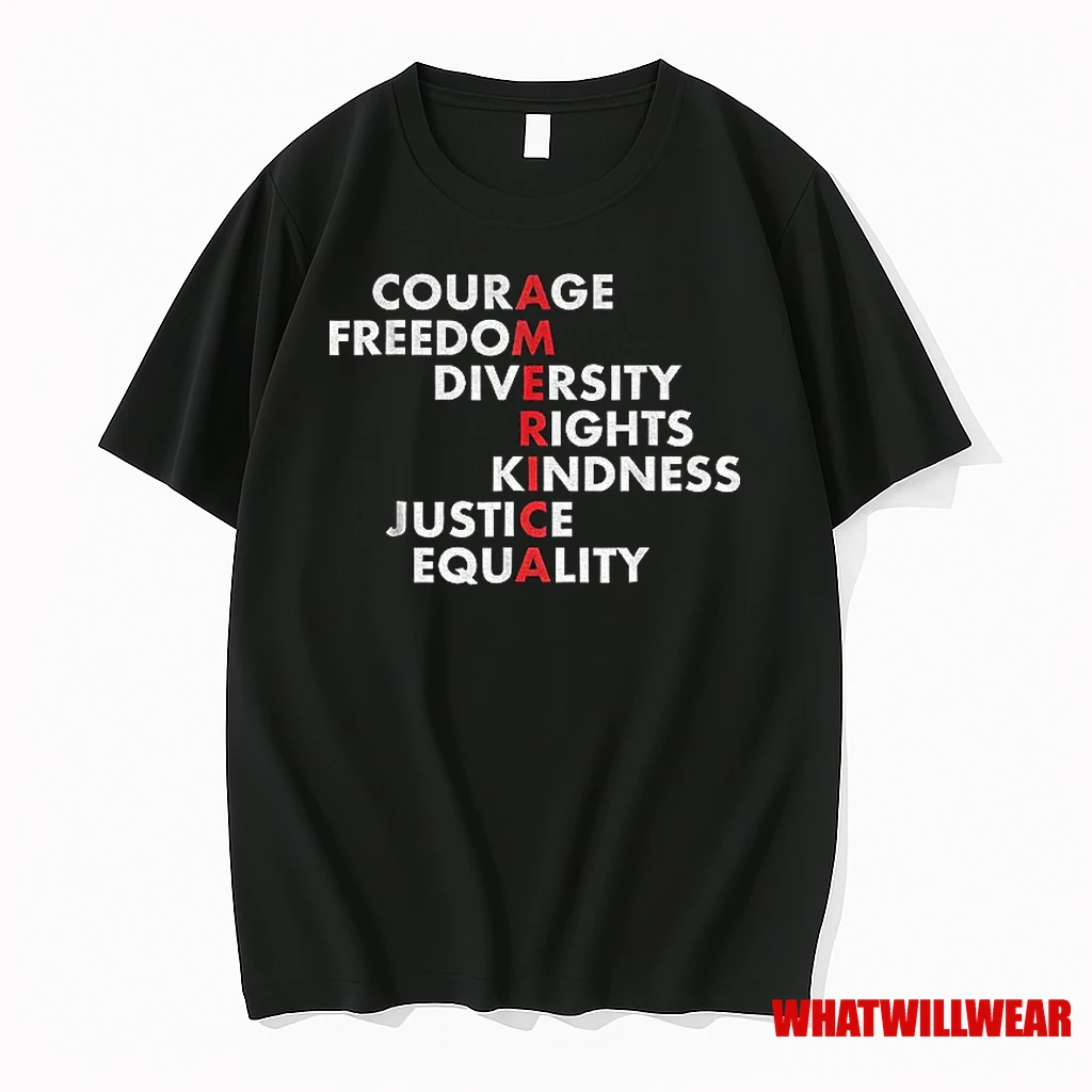 America Courage Freedom Diversity Rights Kindness Justice Equality Shirts