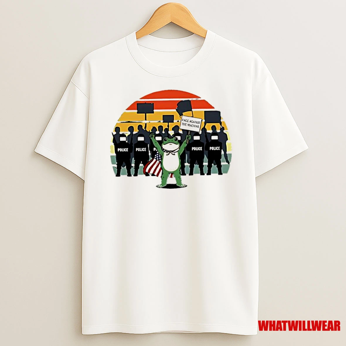 American Flag Protest Rage Against The Machine Frog Shirts