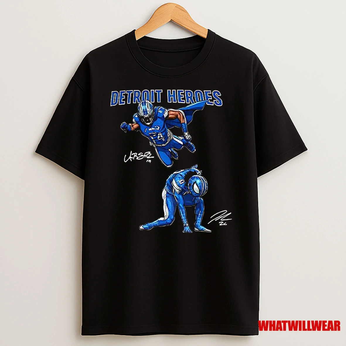 Amon Ra St Brown And Jahmyr Gibbs Detroit Heroes Signature Shirts