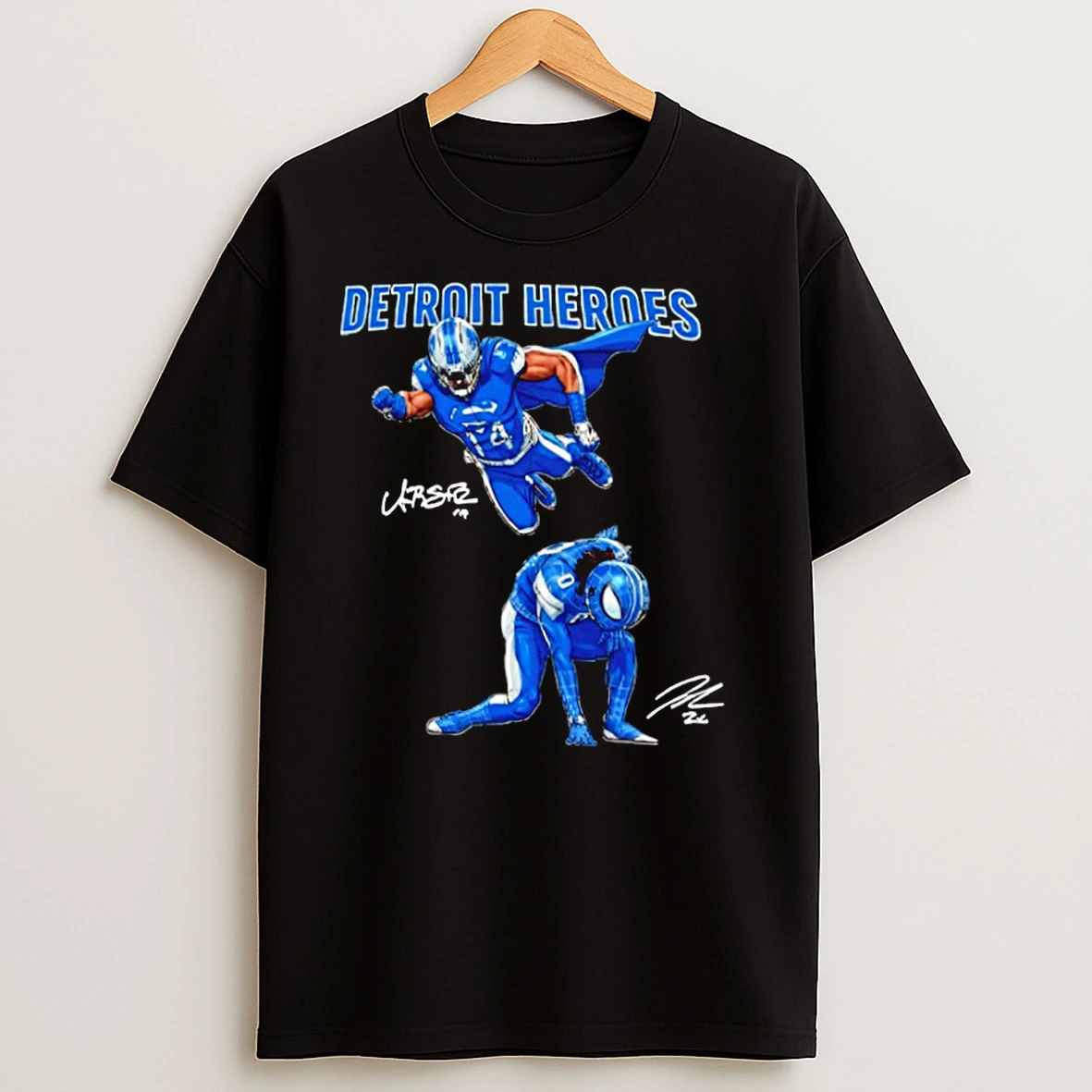 Amon Ra St Brown And Jahmyr Gibbs Nfl Detroit Heroes T Shirts