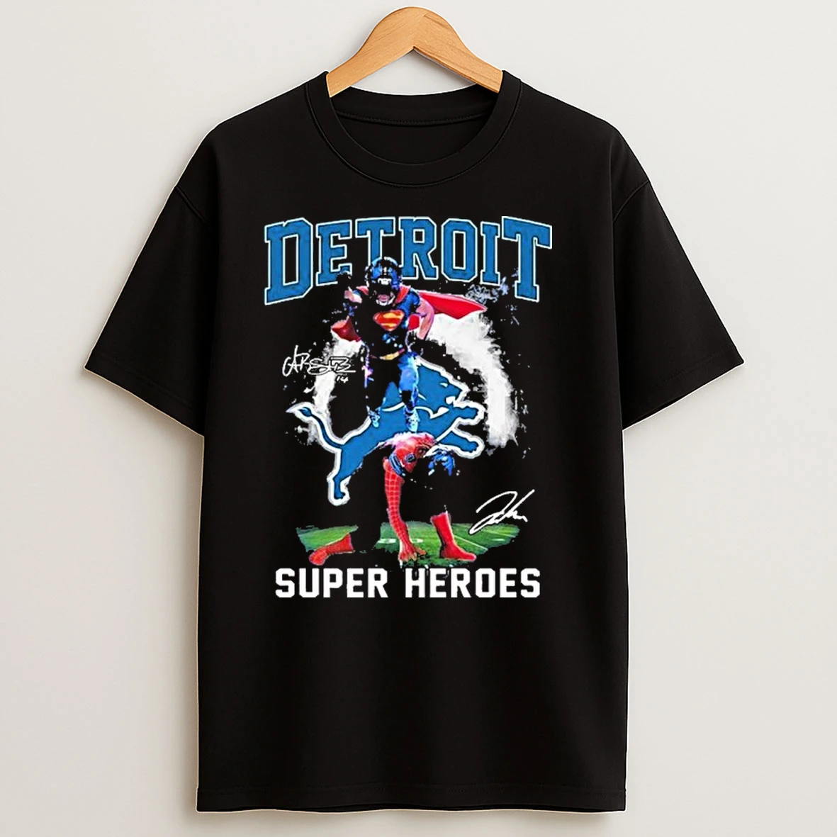 Amon Ra St Brown Detroit Grit Super Heroes T Shirts
