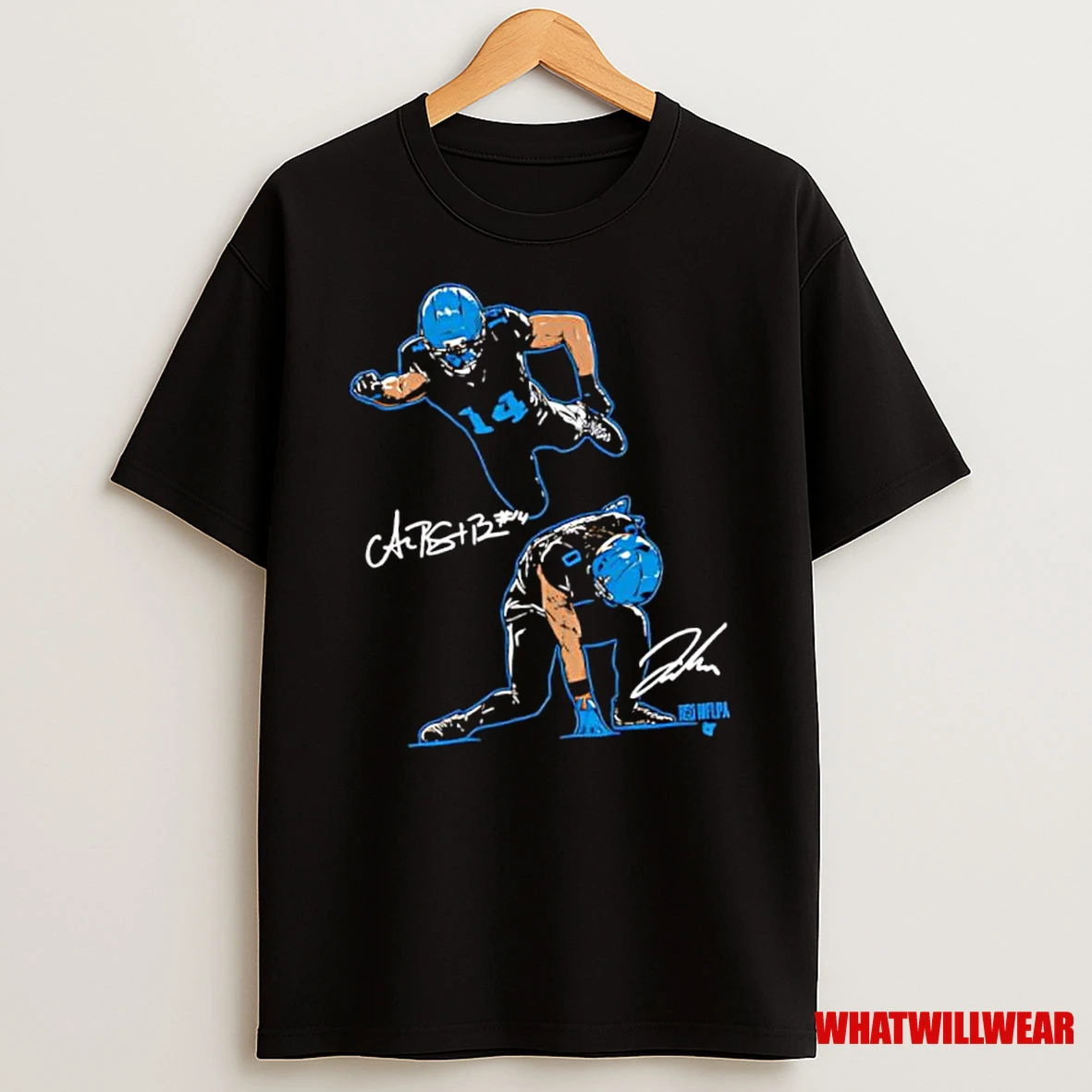 Amon Ra St Brown Jahmyr Gibbs Detroit Team Superheroes Signatures Shirts