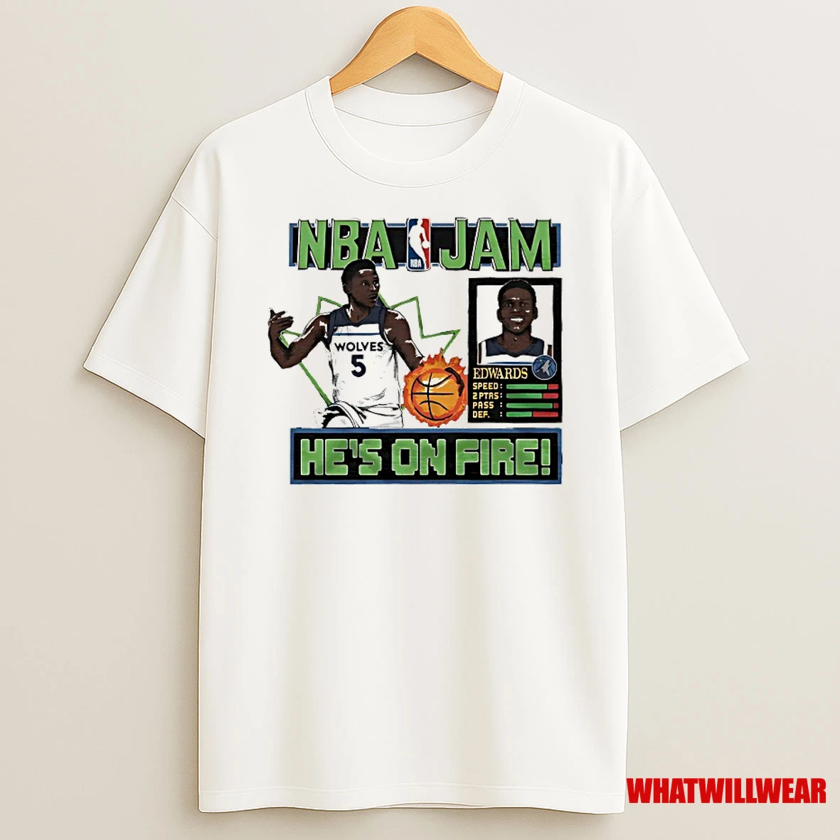 Anthony Edwards Minnesota Timberwolves Nba Jam Hes On Fire Shirts