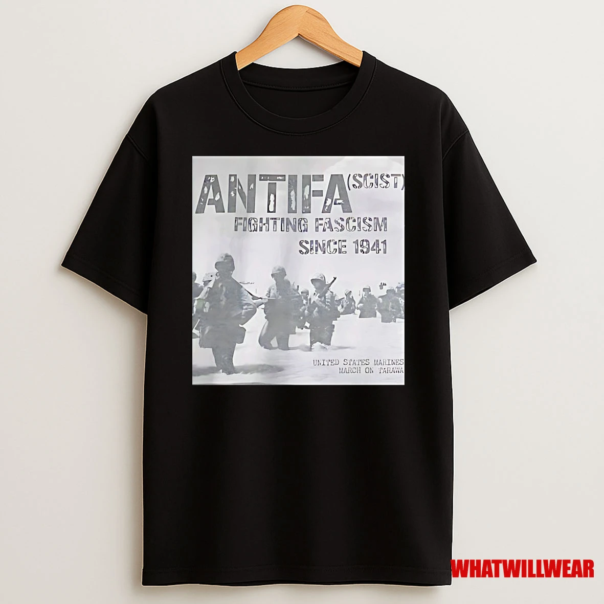 Antifa Scist Fighting Fascism Since 1941 United States Marines March On Tarawa Shirts
