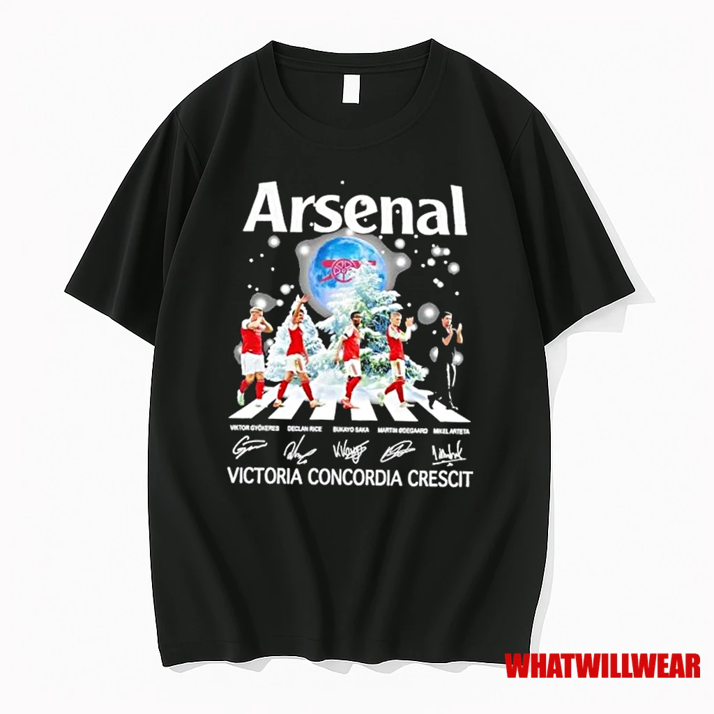 Arsenal Mikel Arteta And Players Abbey Road Victoria Concordia Crescit Shirts