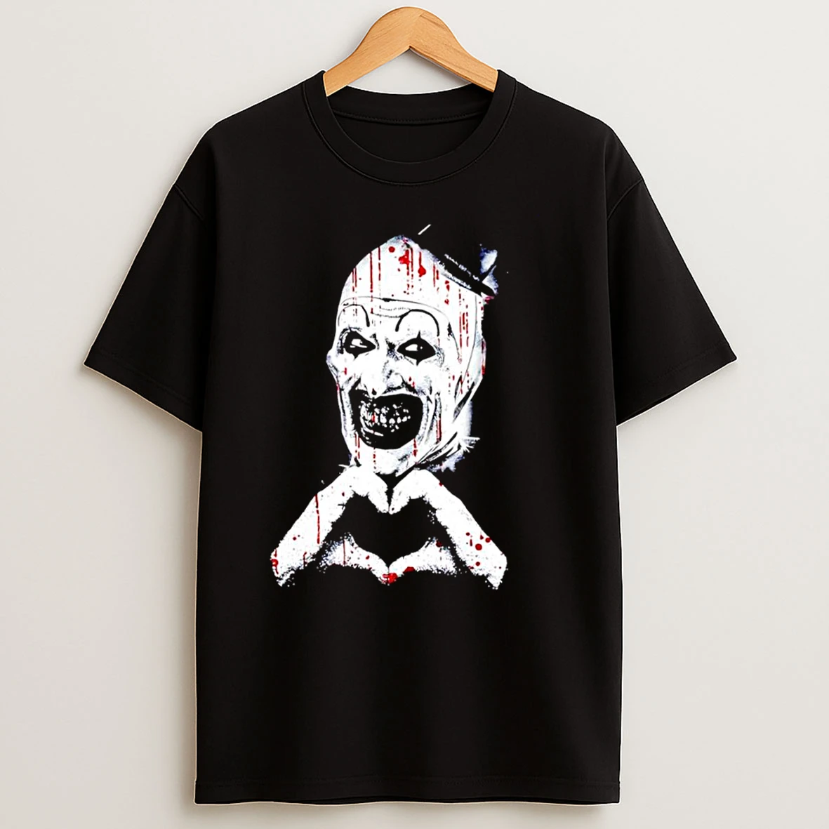 Art The Clown Creepy Heart Hands Graphic T Shirts