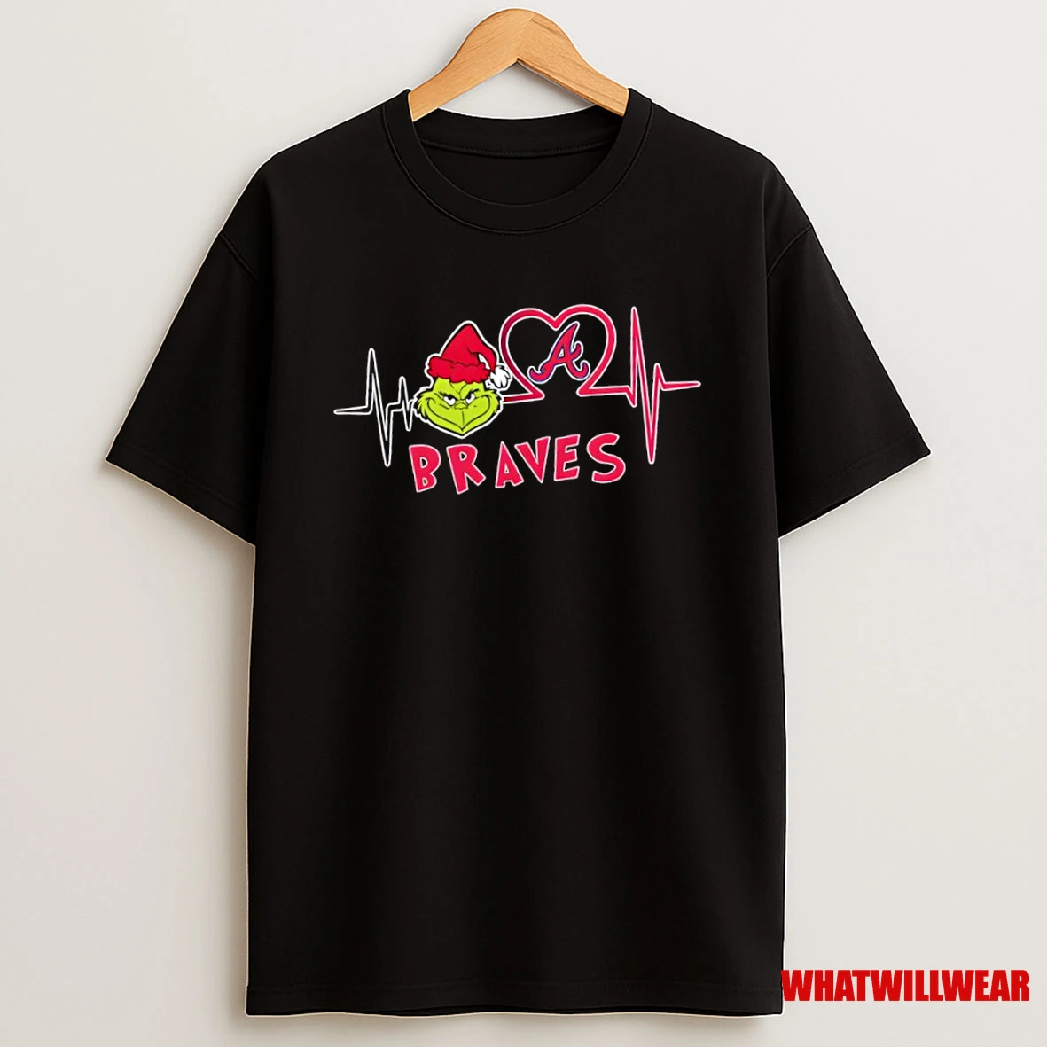 Atlanta Braves X Grinch Santa Heartbeat Love Logo Merry Christmas Shirts