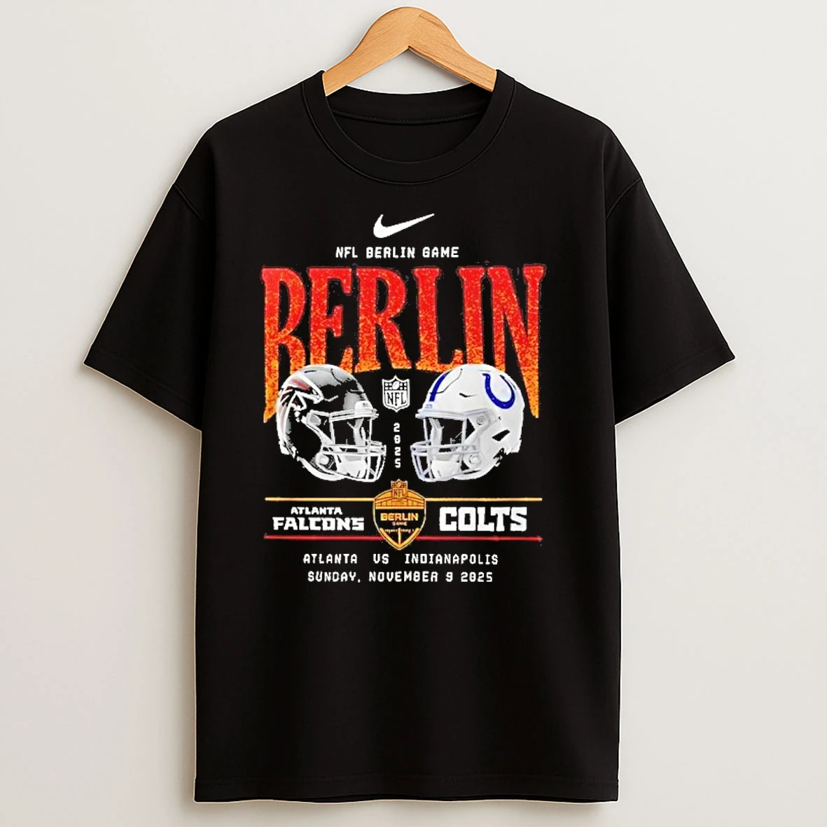 Atlanta Falcons Flight To Berlin 2025 Versus Colts Dirty Birds Rally T Shirts
