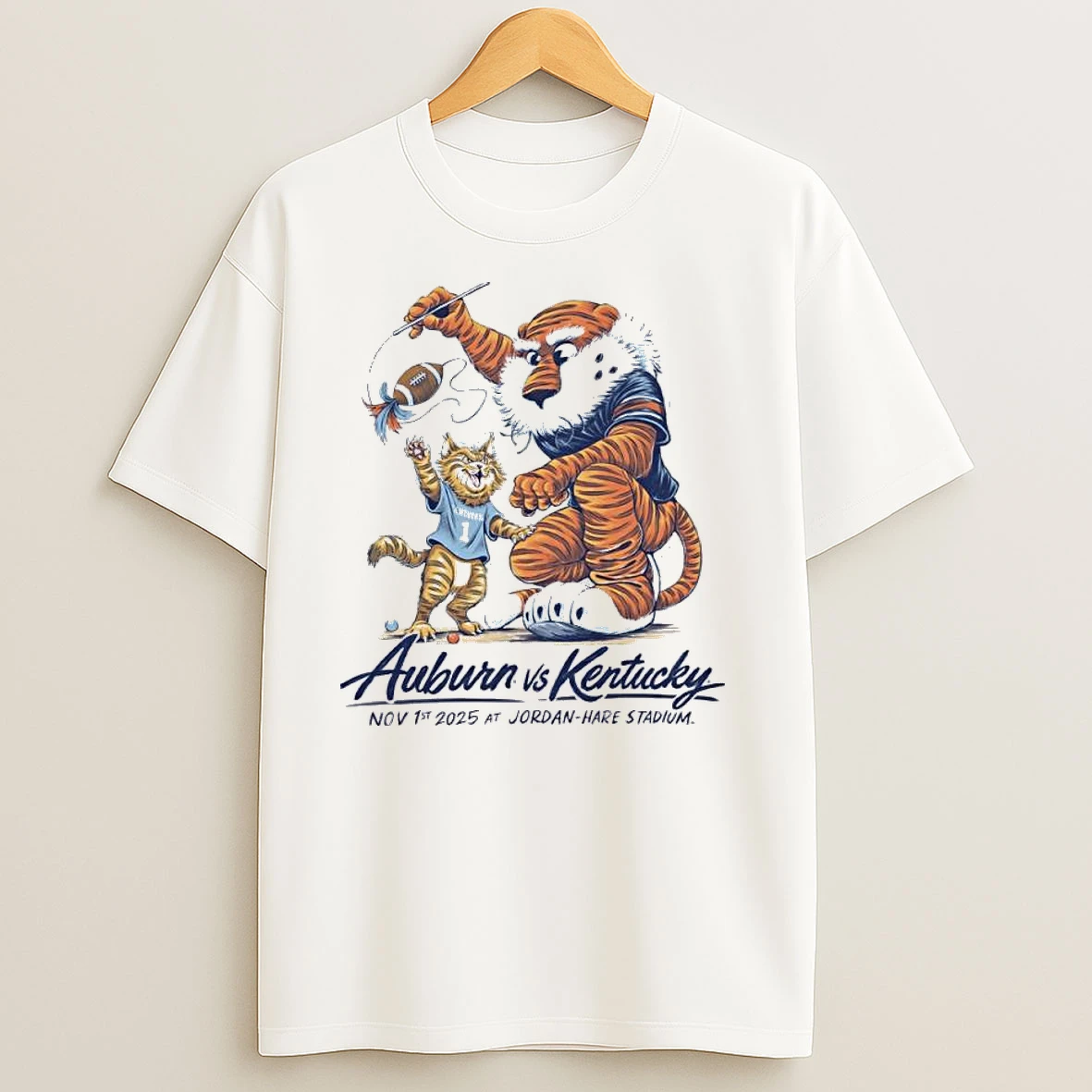 Auburn Tigers Vs Kentucky Wildcats 2025 Gameday Mascot T Shirts