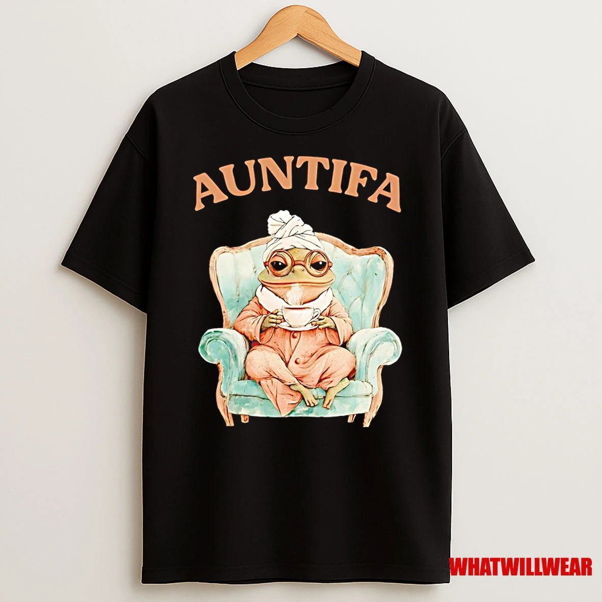Auntifa Frog Drinking Tea Shirts