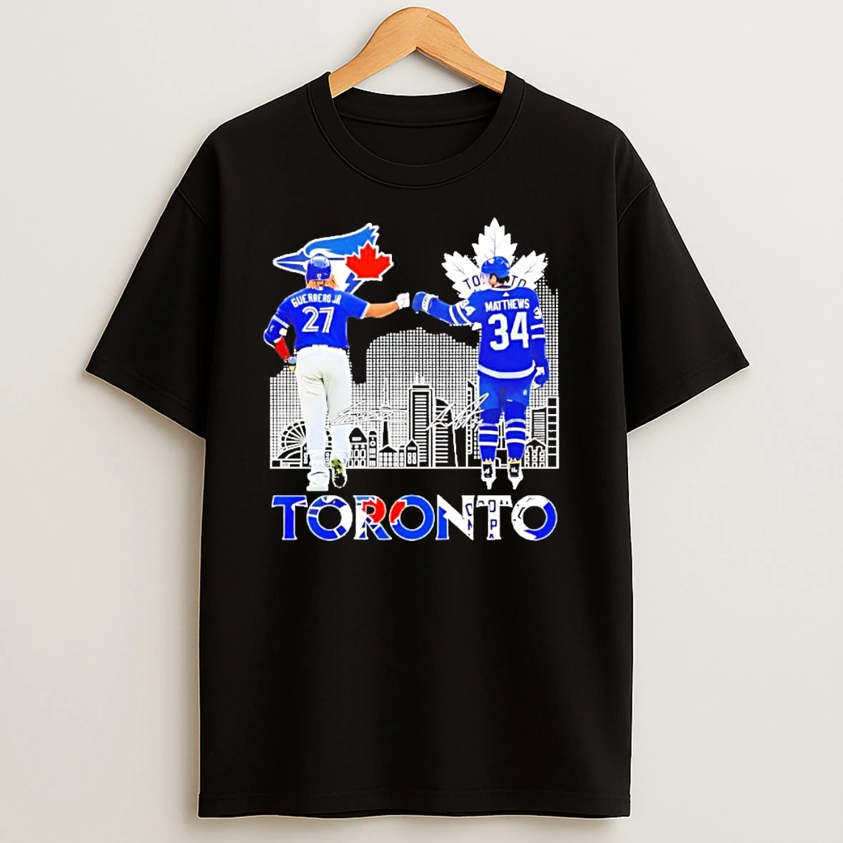 Auston Matthews Maple Leafs Vs Vladimir Guerrero Jr Blue Jays Signatures T Shirts